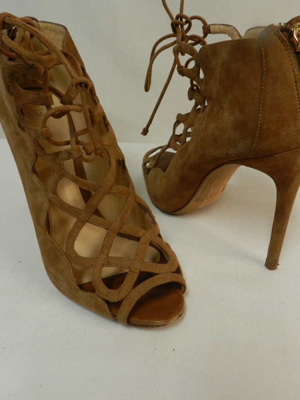 Alexandre Birman Suede strappy lace up heels sandals brown pumps Size Sz 37 US 7